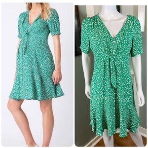 Seraphine Maternity Green White Floral Ditsy Midi Babydoll Tie Dress Size 6